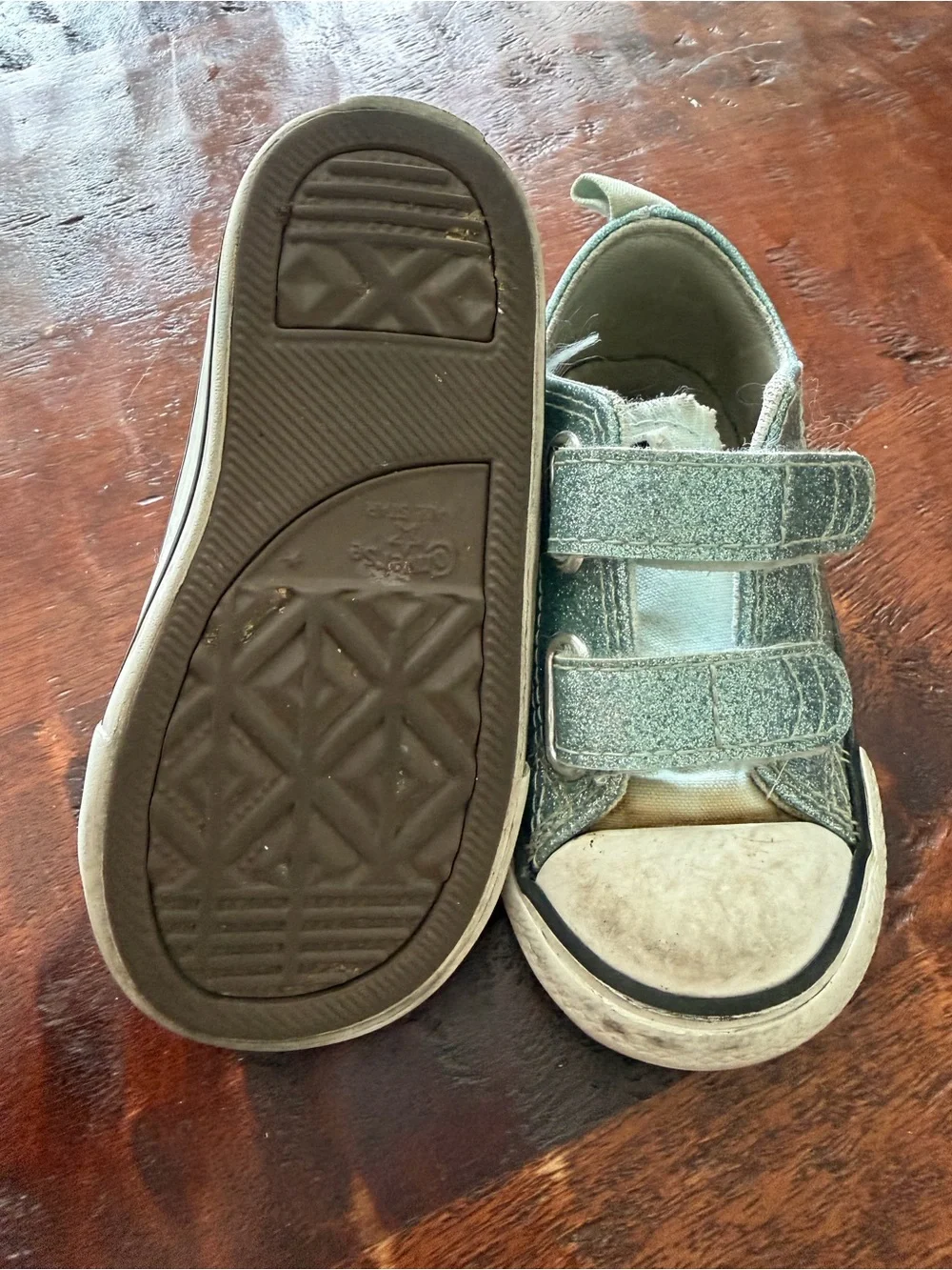Converse Kids' Velcro Glitter Sneakers - Light Blue Toddler Size 6
